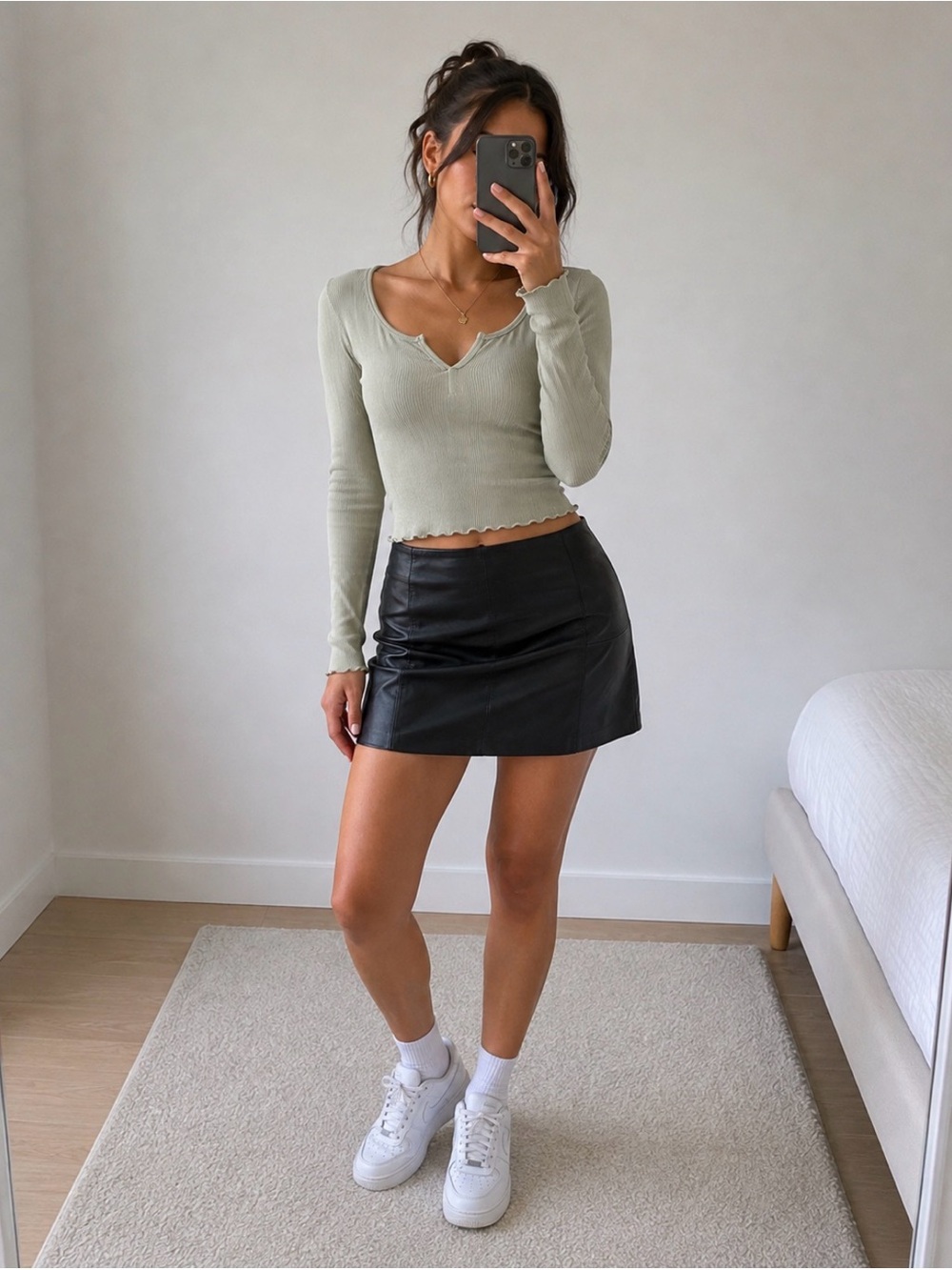 Sage Green Women’s V-Neck Long Sleeve Shirt